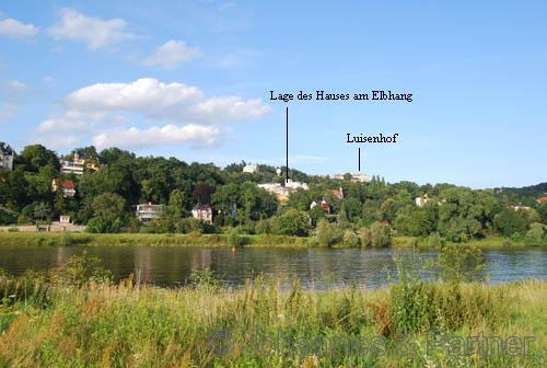 Lage des Hauses am Elbhang