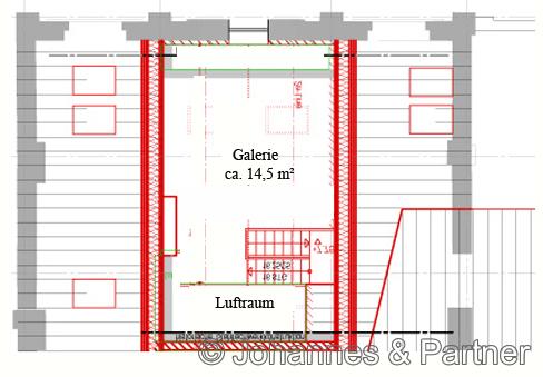 Grundriss obere Ebene/ Galerie