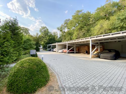 Carports hinter dem Haus, zur Wohnung gehört ein großer Doppelcarport