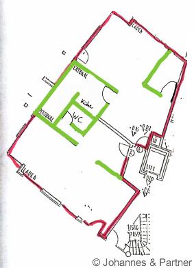 Grundriss mit Trennwand