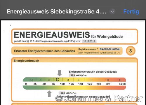 Energieausweis mit sehr guten Werten (für einen Altbau)