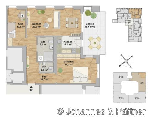 Grundriss WE 32 = WE 48