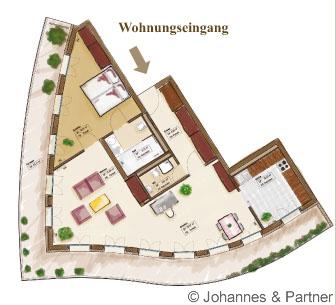Grundriss mit umlaufender Dachterrassse