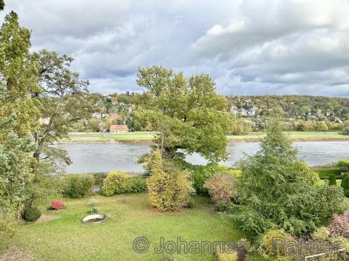 wunderschöner Blick vom Balkon in Richtung Elbe/Elbhang