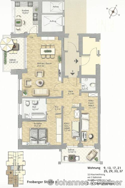 Grundriss Wohnung 33 