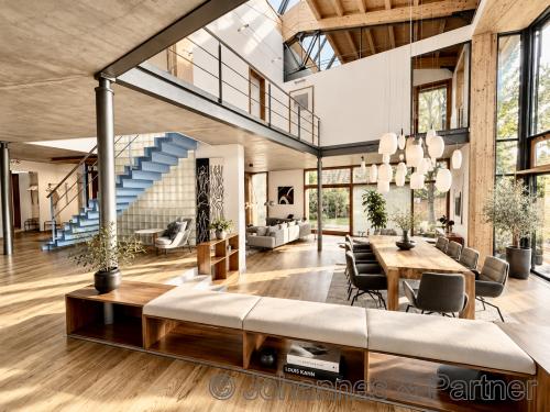 spektakuläre Architektur, großer Wohn-Essbereich